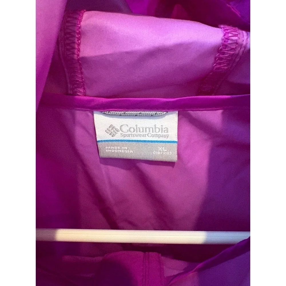 New Columbia Switchback III Youth XL Waterproof Rain Jacket Hooded Fuchsia $50